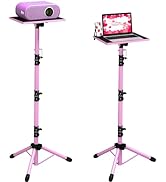 DECOSIS Pink Projector Stand Tripod, Laptop Tripod Stand Adjustable Height 23.5" - 63.5" with Goo...