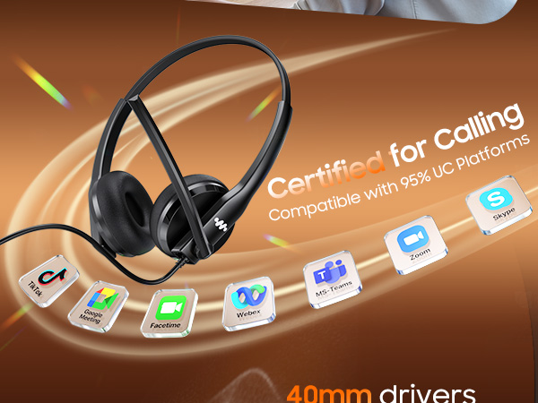 Teams headset with noise cancelling microphone for pc work headset for office work from home Zoom