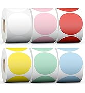 Misofuki 2" 4500 Labels 6 Colors Circle Direct Thermal Stickers Labels Roll Compatible with Zebra...