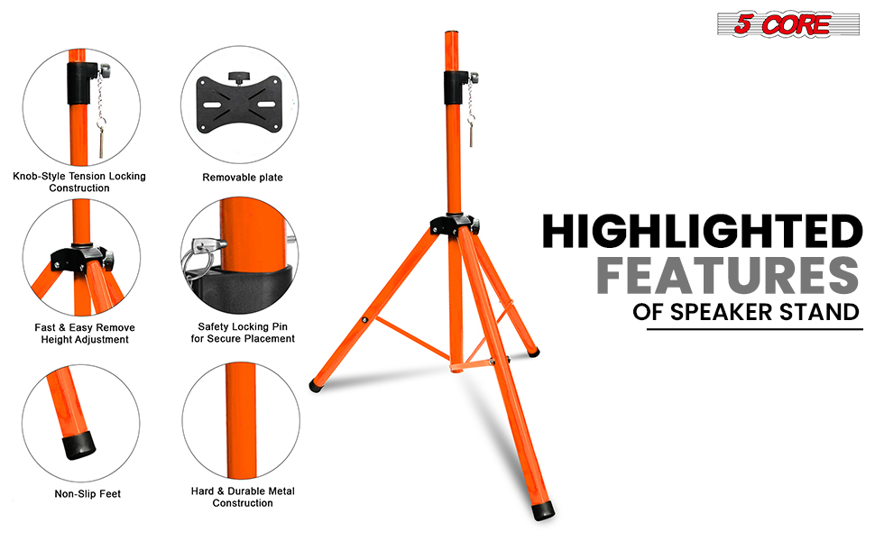 PA Speaker Stands, Professional Heavy-Duty Tripod, Universal PA DJ Tripod Speaker Stand