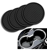 AWGUKA 4 PCS Car Coaster, 2.7" x 0.2" Thickened PVC Flexible Waterproof Shock Absorption Cup Coas...