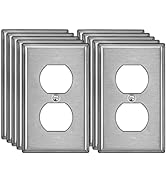 [10 Pack] BESTTEN Duplex Receptacle Metal Wall Plate with White or Clear Plastic Film, 1 Gang Sta...