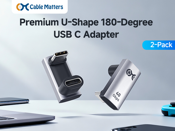 Cable Matters 180 degree USB C extender adapter with 40Gbps Data Transfer and 240W Charging