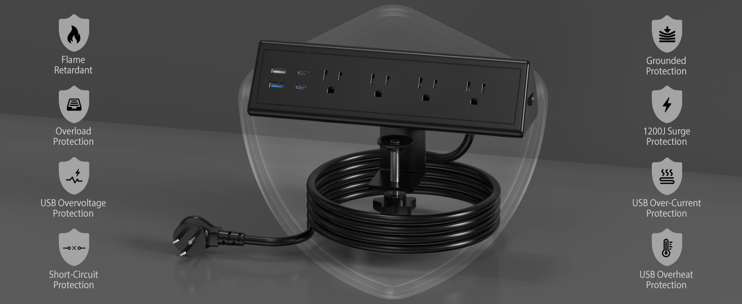 Nightstand Edge Mount Power Strip
