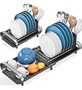 Small Dish Drying Rack, Mini Expandable Compact Dish Rack, Slim Extendable Stainless Steel Dish D...