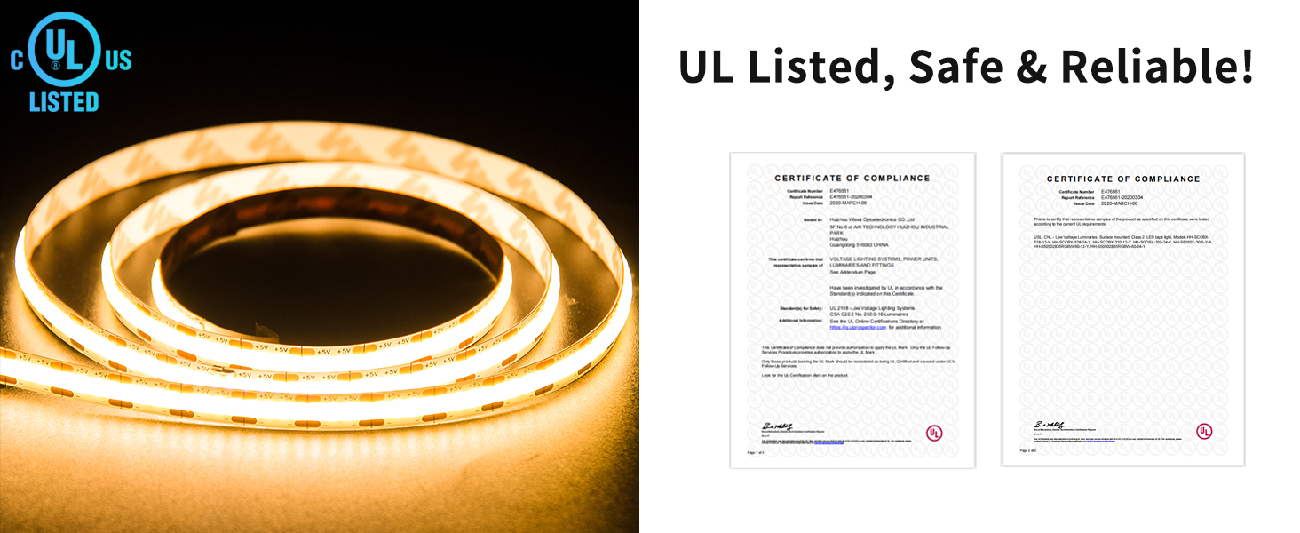 gingsow usb powered cob led strip 