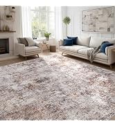 Puino Abstract 10x14 Washable Rug: Modern Non Slip Area Rug Soft Carpet Foldable Distressed Stain...