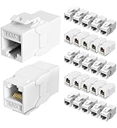 Jadaol 25Pack RJ45 Cat6 Keystone Couplers, Female to Female Inline Couplers, 10Gbps Patch Cable E...