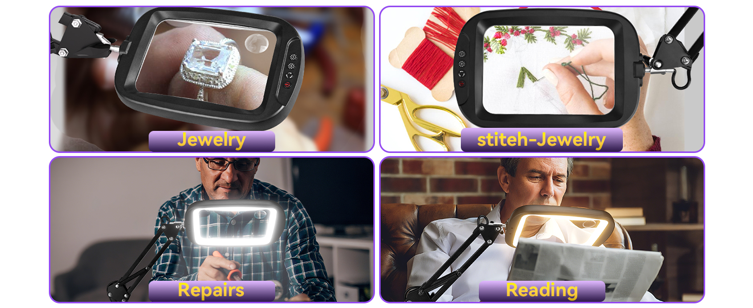 Extra Large magnifying glass with light and stand