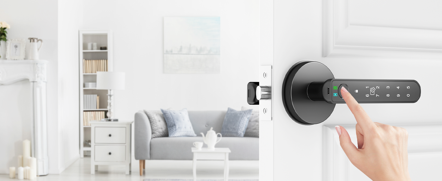 Smart handle door lock black