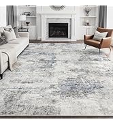 DMOYEST Living Room Area Rugs - 9x12 Abstract Large Soft Indoor Washable Rug Neutral Modern Low P...