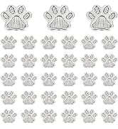 PH PandaHall 80pcs Dog Paw Print Beads Dog Cat Paw Footprint Beads Metal Animal Footprint Beads L...