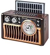 Portable AM FM Radios, Retro Radios with High-Powered Speakers, Support USB Power and Solar Panel...