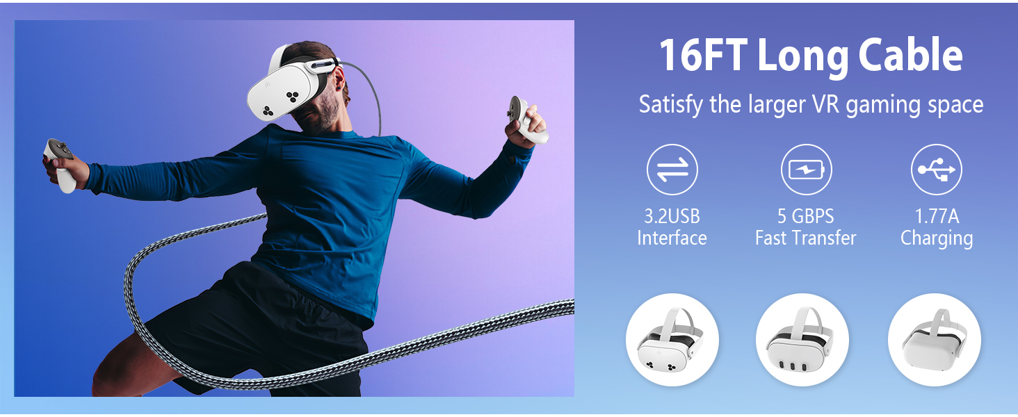 meta quest 3s link cable with charging usb c