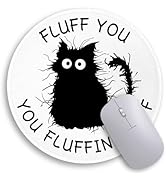 Immaturus Black Cat Mouse Pad, Cute Funny Small Mouse Pads for Desk, Round Mousepad for Wireless ...