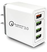 USB Charger 40W Quick Charge 3.0, CARZONJX 5V/3.1A 4 Port Fast Charging Block [with LED Light] Wa...