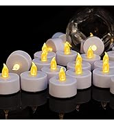 Battery Operated Tea Lights Candles: 100 Pack Realistic and Bright Flickering Holiday Gift Flamel...