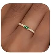 RLMOON Birthstone Gold Rings for Women Non Tarnish 14K Gold Plated Eternity Stackable Rings Daint...