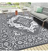 Pauwer Waterproof Outdoor Rug 9'x12', Reversible Outdoor Plastic Straw Rug, Outdoor Patio Rug for...