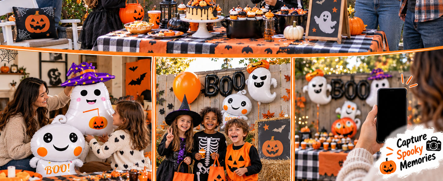 7 Pieces Halloween Ghost Pumpkin Boo Balloons Set