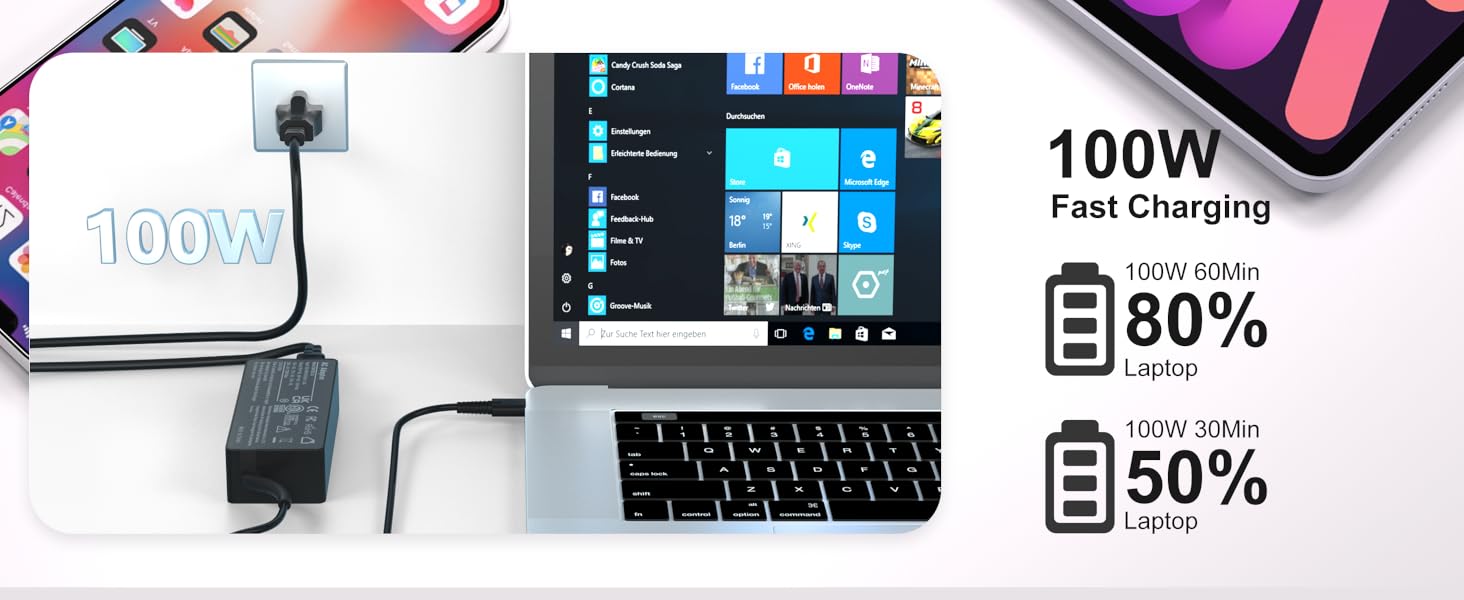 100W USB-C Power Adapter Fast Charger