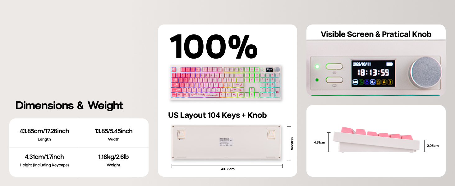 Full Size Mechanical Keyboard with Screen &amp;amp; Knob