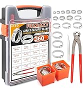 360-Piece 22 Sizes Single Ear Hose Clamps Set, 5.3-33.1mm 304 Stainless Steel Crimp Hose Clamps w...