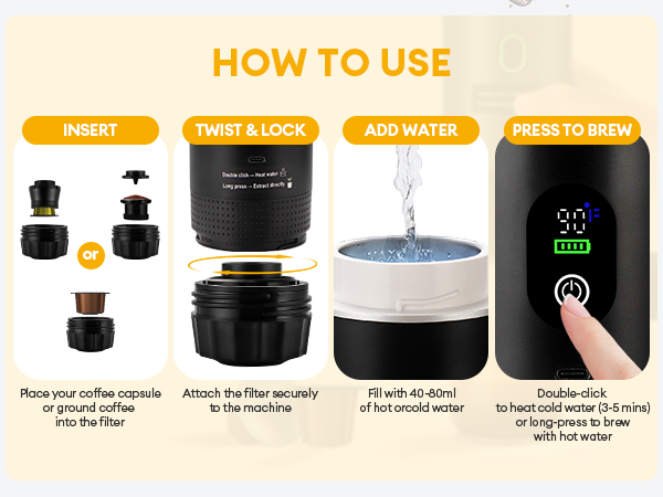 Upgraded 3-in-1 Portable Espresso Machine with LED Display