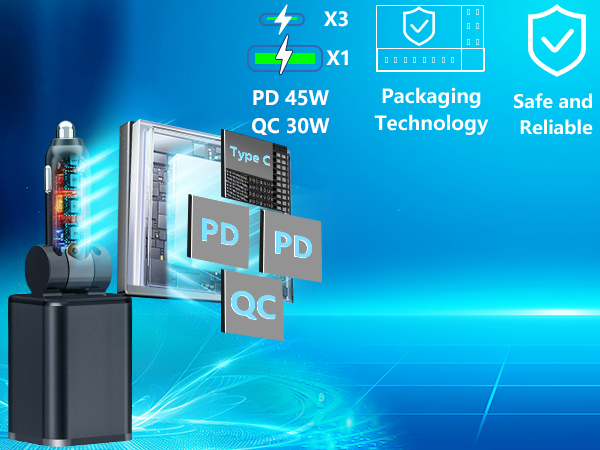 MFi Certified 4 in 1 Retractable Car Charger 120W USB C Car Charger Cigarette Lighter Adapter