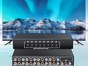 8 Way AV Switch 8 Input 1 Output RCA on off Selector Switch for Composite Audio and Video 8x1