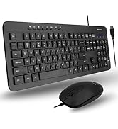 Macally USB Wired Keyboard and Mouse Combo - Plug and Play USB Keyboard Mouse Combo - Slim and Qu...