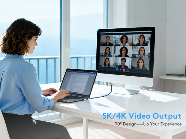 4k 5k 6k 8k 60hz 30hz monitor video output 90 design right angle 100w display usbc to usbc