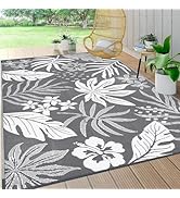 Pauwer Outdoor Rug 6'x9' Waterproof for Patios, Reversible Outdoor Plastic Straw Rug, Indoor Outd...