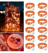 chzk 12 Pack Orange Fairy Lights Battery Operated, 7ft 20 LED Mini String Twinkle Lights for Chri...