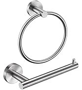 Brushed Nickel Toilet Paper Holder, Towel Ring Set 2 Pieces Hand Towel Holder for Bathroom Hardwa...
