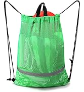 BeeGreen Mesh Drawstring Bag Beach Backpack Lightweight Heavy Duty Sackpack for Sport
