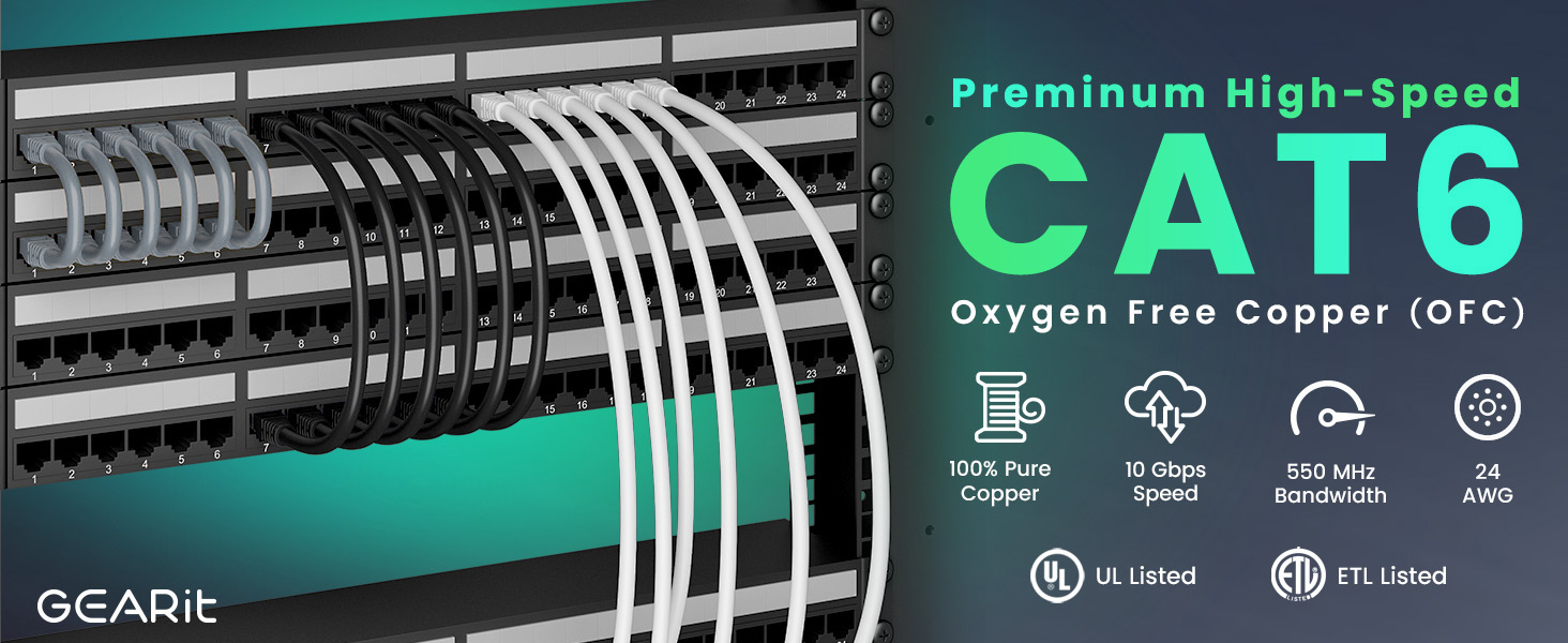 cat6 ethernet cable high performance 100% pure copper 10 gbps speed 550 MHz UL