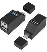 HATMINI USB C to USB Adapter,3Port USB C Hub Adapter 2 Pcs 90 Degree USB Hub Splitter 1 USB 3.0 a...