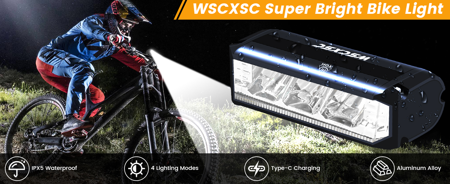 waterproof bike headlight waterproof bicycle lights usb-c rechargeable bike headlight