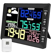 Urageuxy Wireless Digital Weather Station, 8.3 Inch Color Display Indoor Outdoor Thermometer Hygr...