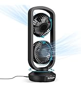 DR.PREPARE Small Tower Fan Oscillating Table Fans with 270° Tilt, 105° Oscillating, 3 Speeds and ...