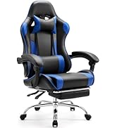 Sweetcrispy Video Game Desk Chair - Ergonomic Computer with Footrest and Comfy Lumbar Support, PU...