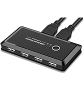 USB Switcher Selector, 4 Port 2 Computers USB 2.0 Peripheral Switcher Adapter Hub for PC Printer ...