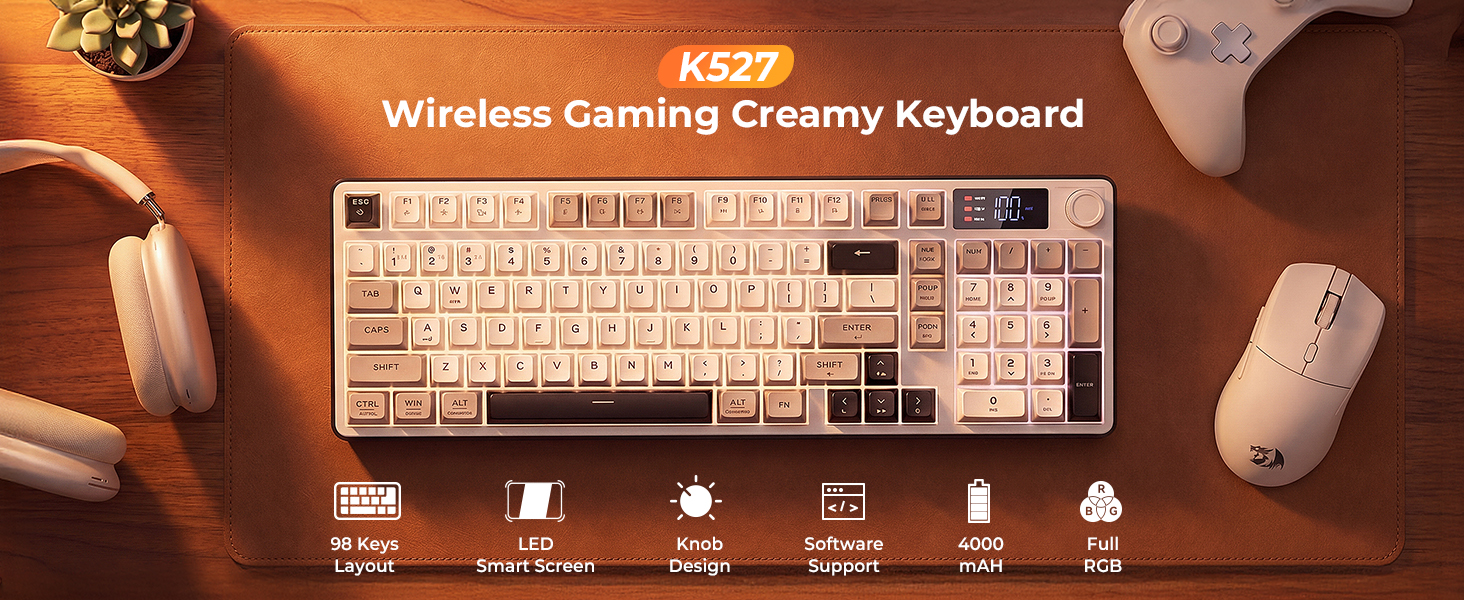 K527 Wireless gaming creamy Keyboard
