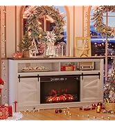 JUMMICO Fireplace TV Stand for 65+ Inch TV with 26'' Fireplace Entertainment Center with Storage ...