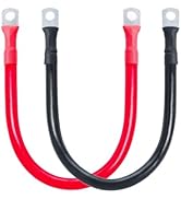 ECO-WORTHY 2AWG Battery Cable with 5/16'' Lug Terminals 12inch Cables Set Tinned Copper Battery I...