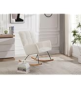 Donext Rocking Chair Teddy, Upholstered Glider Rocker with High Backrest, Comfortable Stylish Acc...