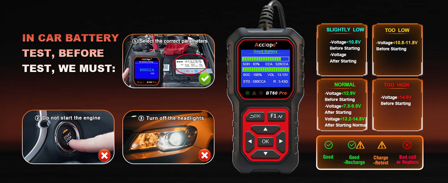 batteries tester automotive car truck motorcycle