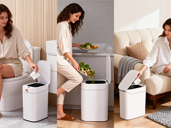 bathroom trash can with lid
