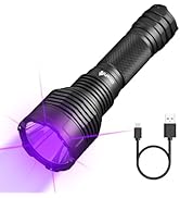 ULTRAFIRE 395nm Black Light UV Flashlight - 16W Powerful Rechargeable LED Ultraviolet Lights Flas...